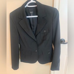 Esprit Collection Womens Blazer Jacket 2 Button Black Size 2